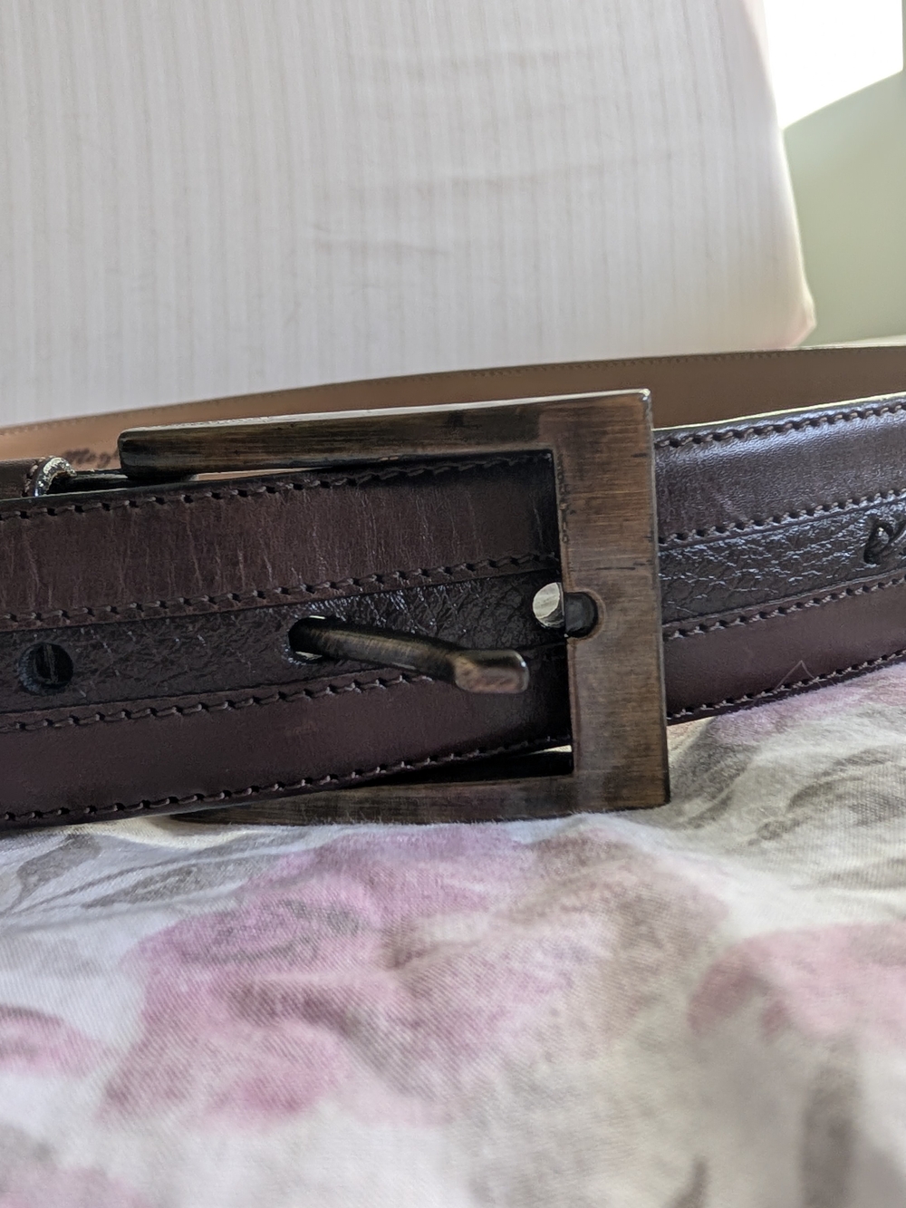 MEZLAN Belt 4929 Brown Leather Woven Inlay Made in Spain Size 32